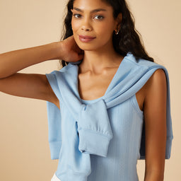 Pointelle Tank with Shelf Bra Pointelle Tank with Shelf Bra in Sky Blue