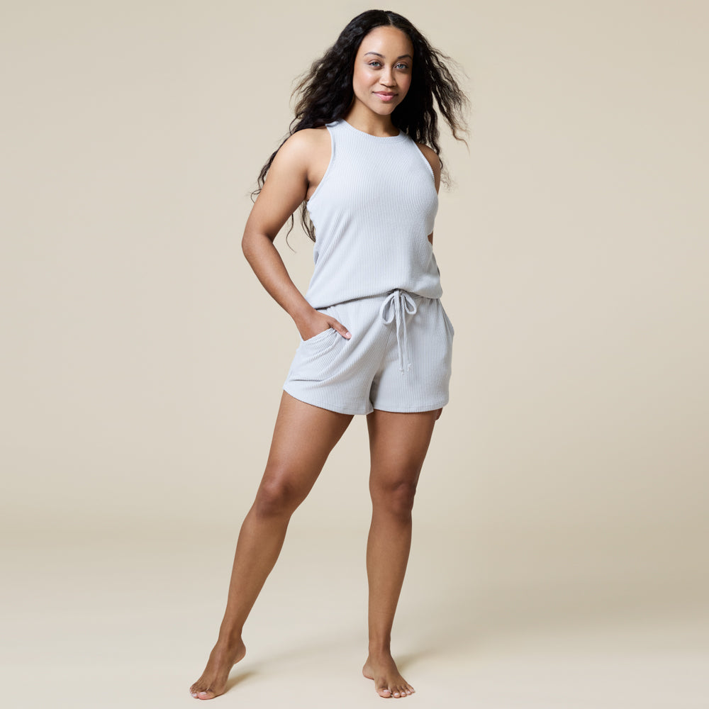 Rib Dream Racerback Short Set Rib Dream Racerback Short Set in Grey