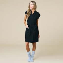 Rib Dream 35" Cap Sleeve Robe Rib Dream 35" Cap Sleeve Robe in Black
