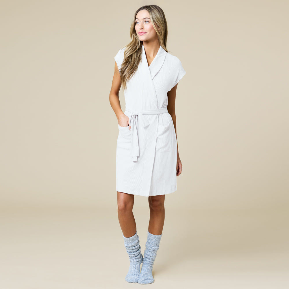 FLASH SALE - Rib Dream 35" Cap Sleeve Robe Cloud