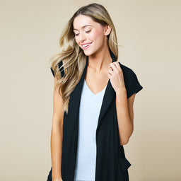 Rib Dream 35" Cap Sleeve Robe Rib Dream 35" Cap Sleeve Robe in Black