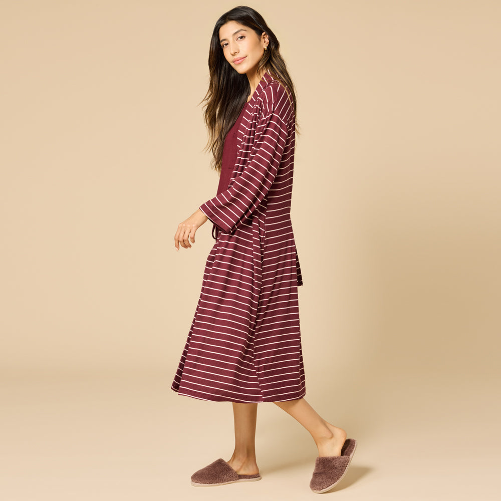 Dream Shawl Collar Robe Cherry Cola Stripe