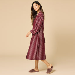 Dream Shawl Collar Robe Cherry Cola Stripe