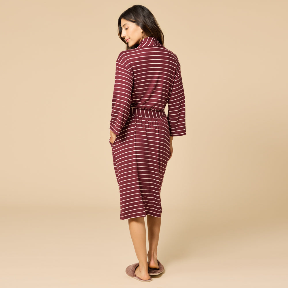 Dream Shawl Collar Robe Cherry Cola Stripe
