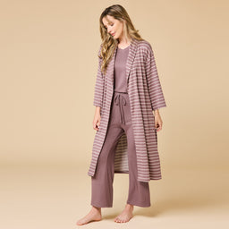 Dream Shawl Collar Robe Driftwood Stripe