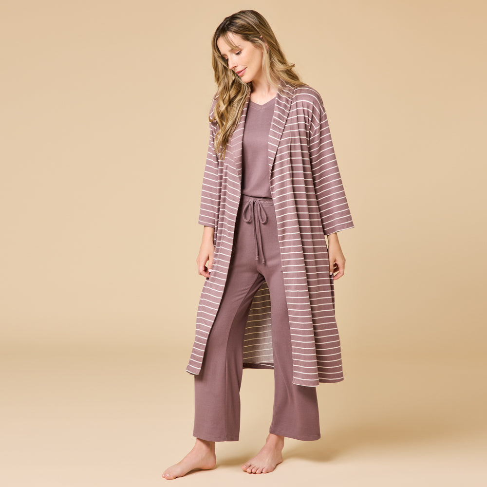 Dream Shawl Collar Robe Driftwood Stripe