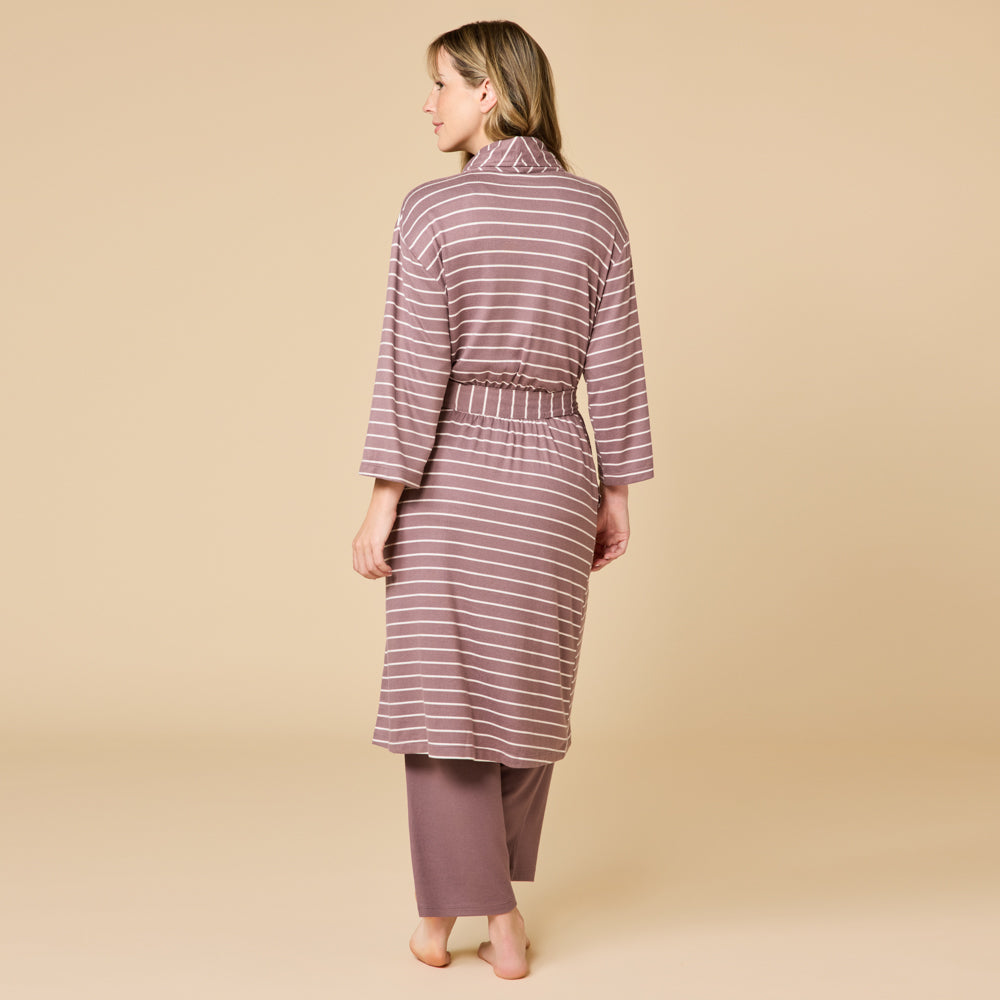 Dream Shawl Collar Robe Driftwood Stripe