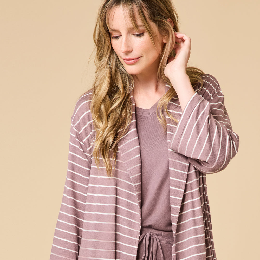 Dream Shawl Collar Robe Driftwood Stripe