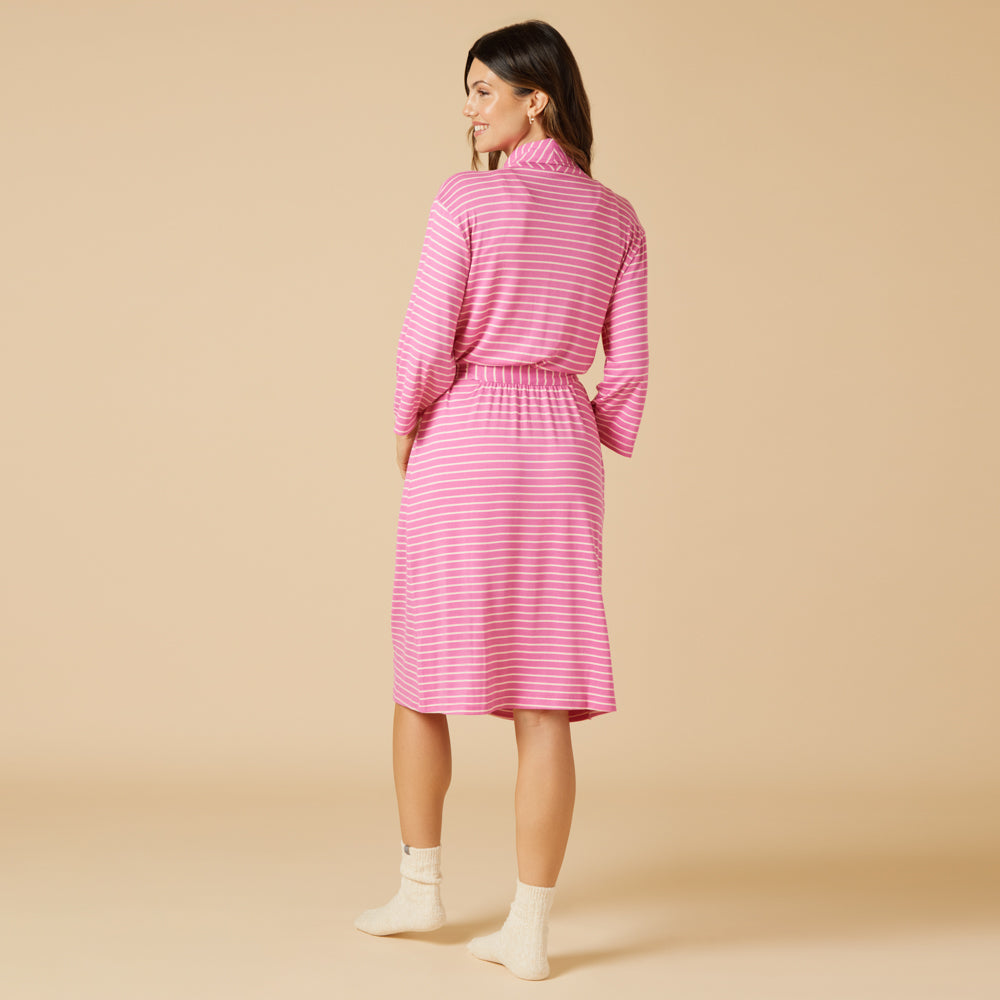 Dream Shawl Collar Robe Fuchsia Stripe