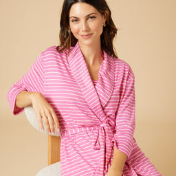 Dream Shawl Collar Robe Dream Shawl Collar Robe in Fuchsia Stripe