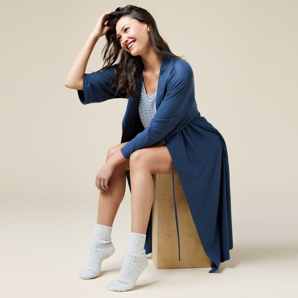 Dream Shawl Collar Robe Indigo