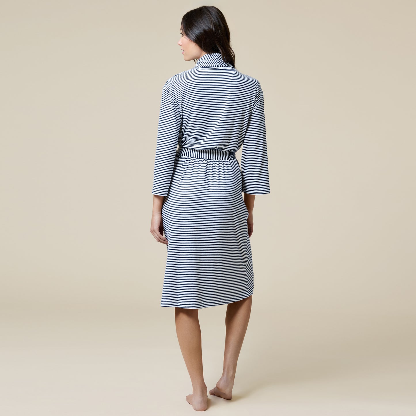 Dream Shawl Collar Robe in Midnight Stripe