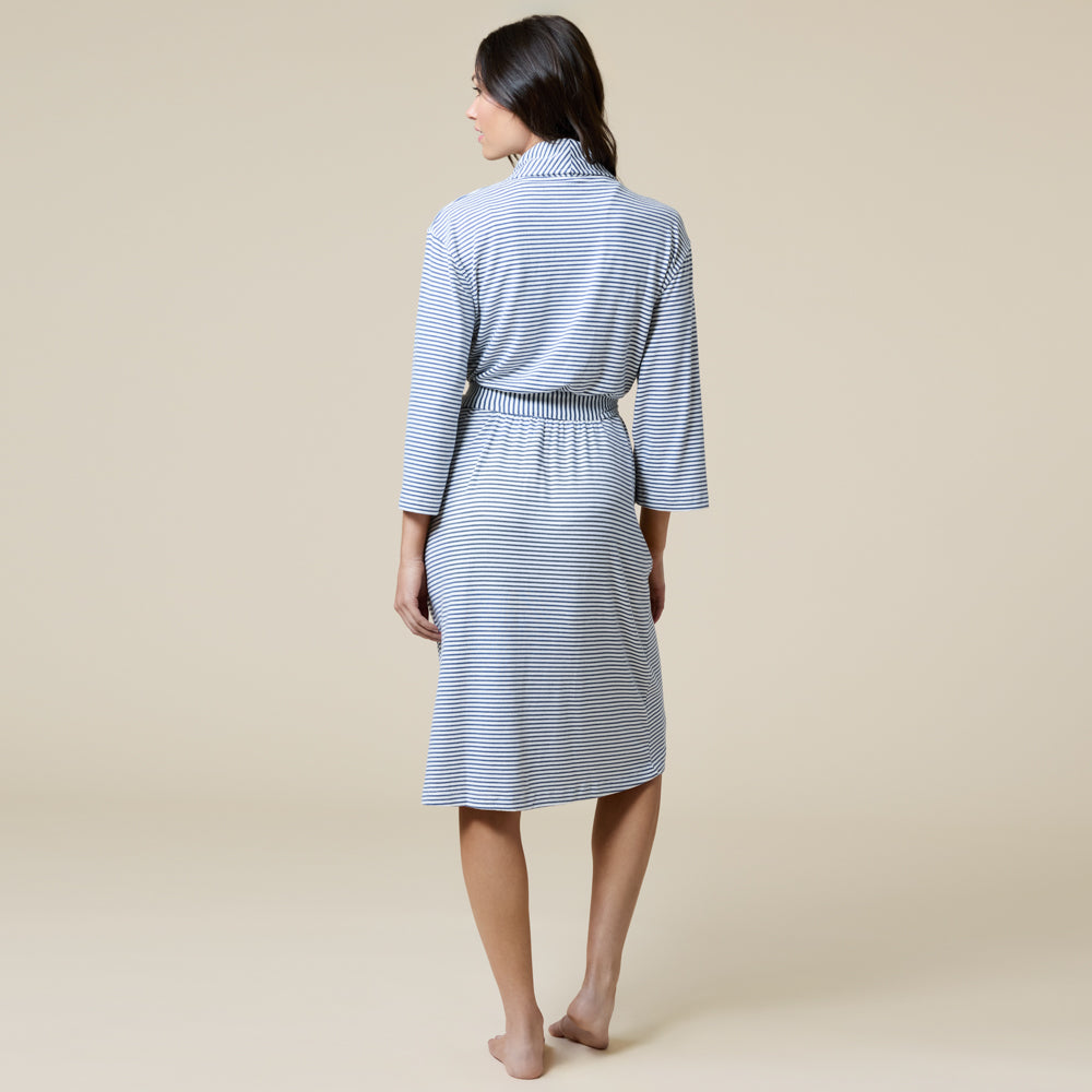 Dream Shawl Collar Robe Indigo-White