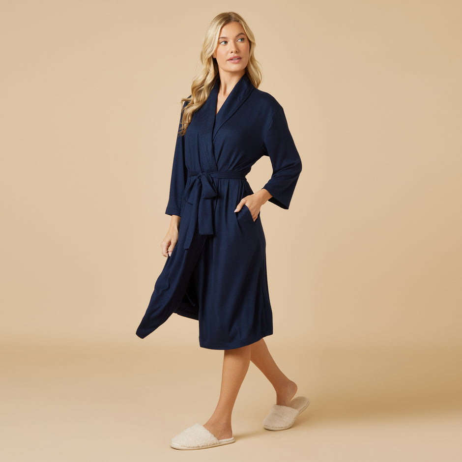Dream Shawl Collar Robe in Midnight