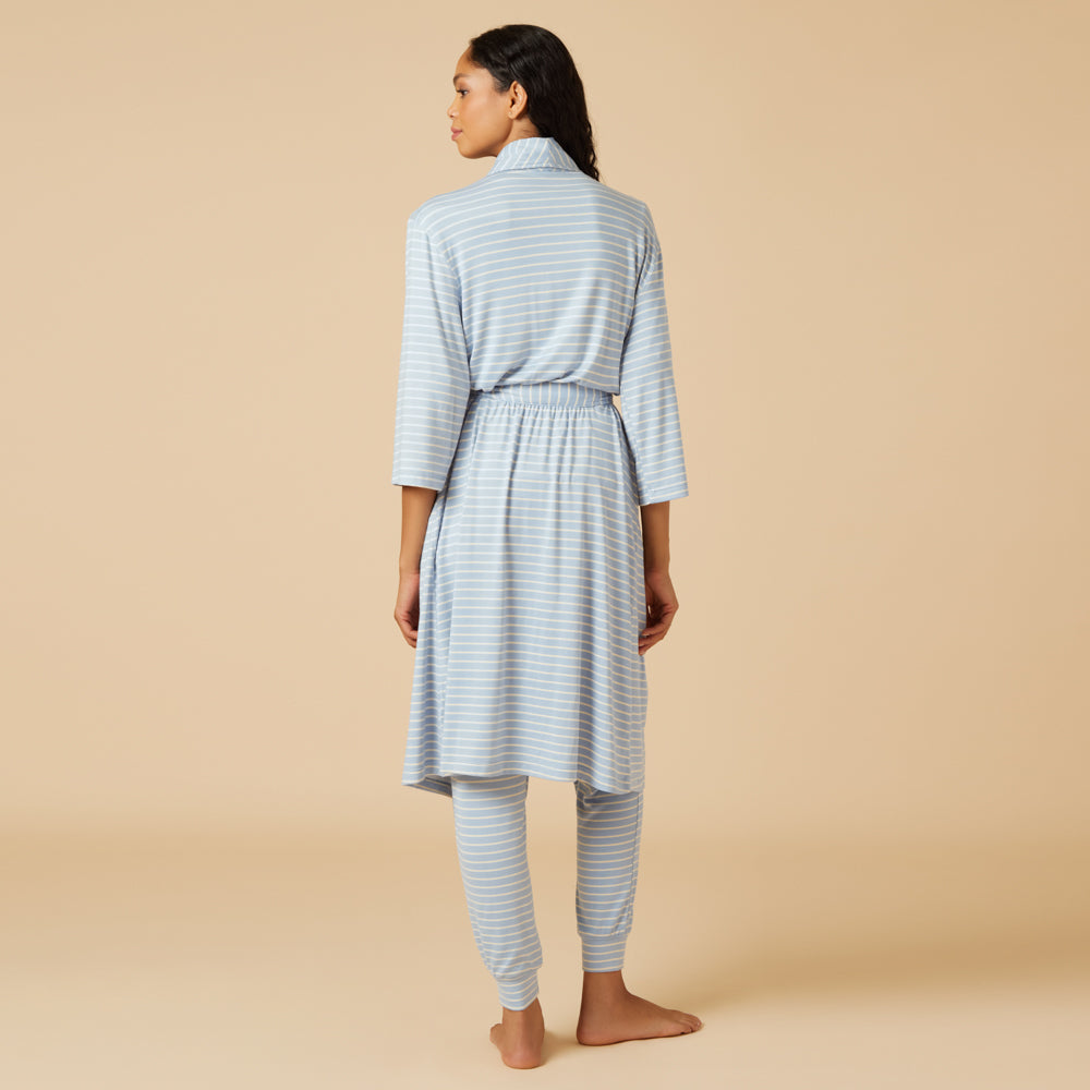 Dream Shawl Collar Robe Sky Blue Stripe