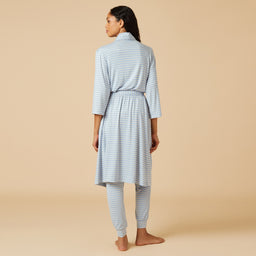 Dream Shawl Collar Robe Sky Blue Stripe