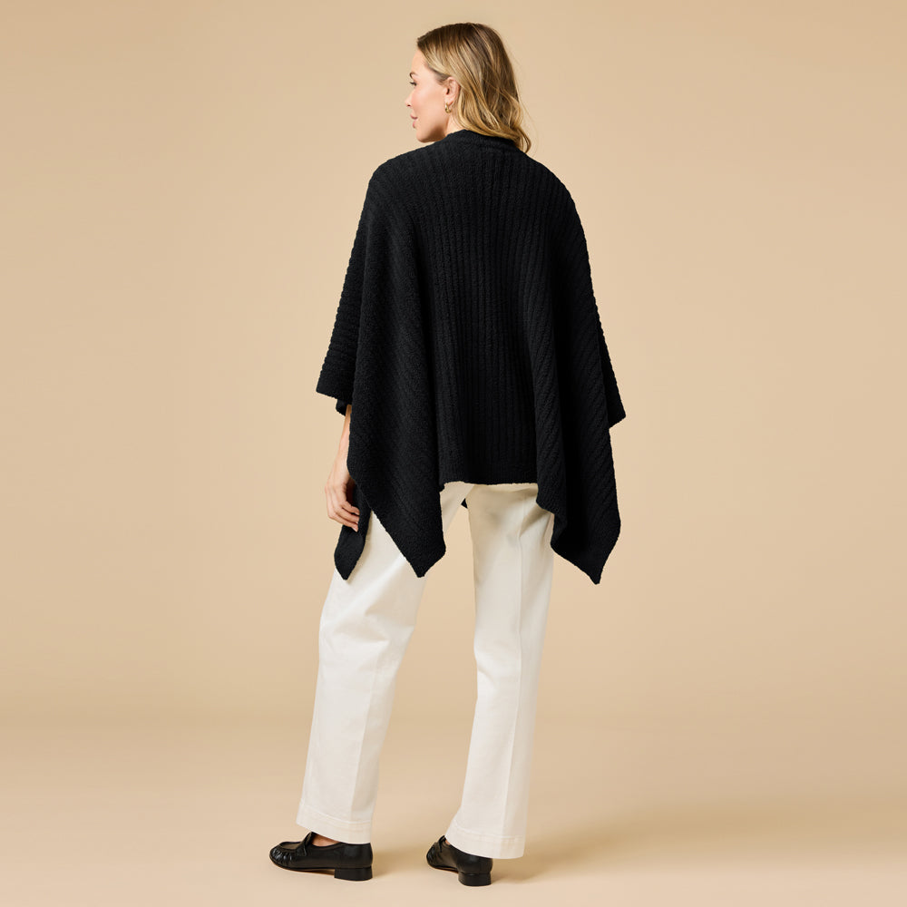 38" Solid Rib Marshmallow Shawl in Black