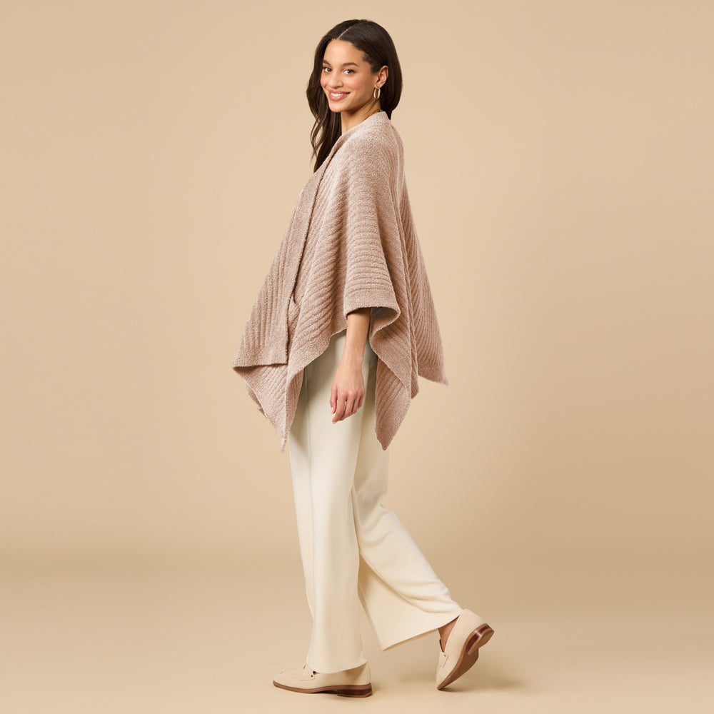 38" Solid Rib Marshmallow Shawl in Coco