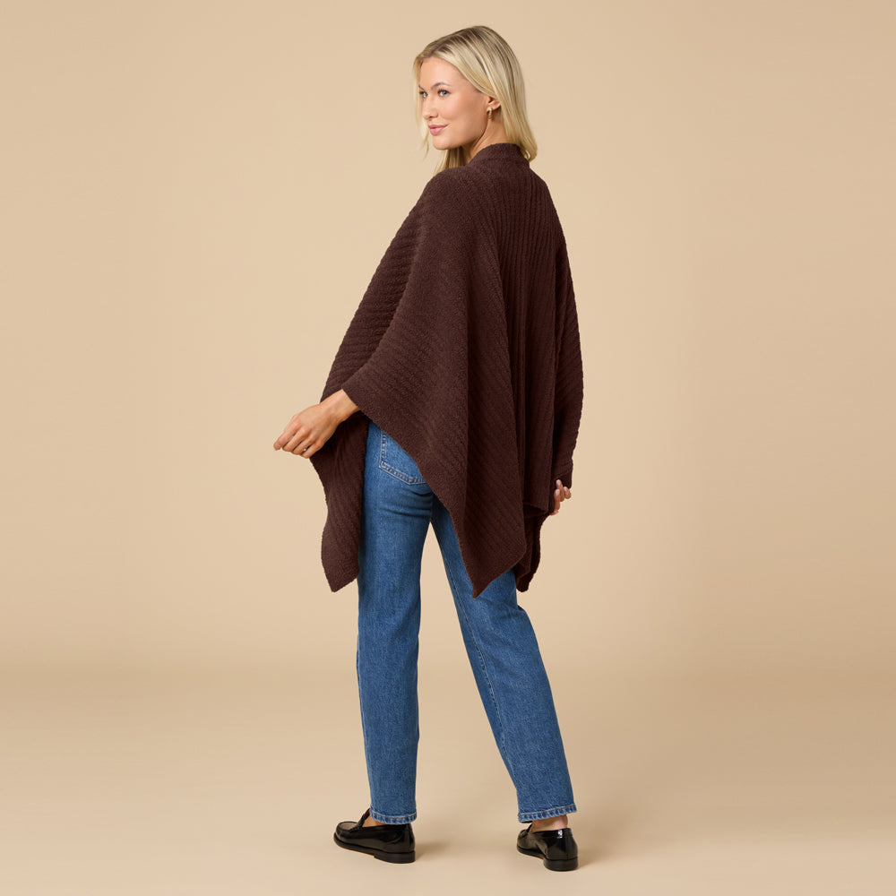 38" Solid Rib Marshmallow Shawl in Espresso