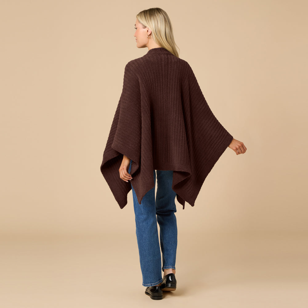 38" Solid Rib Marshmallow Shawl in Espresso