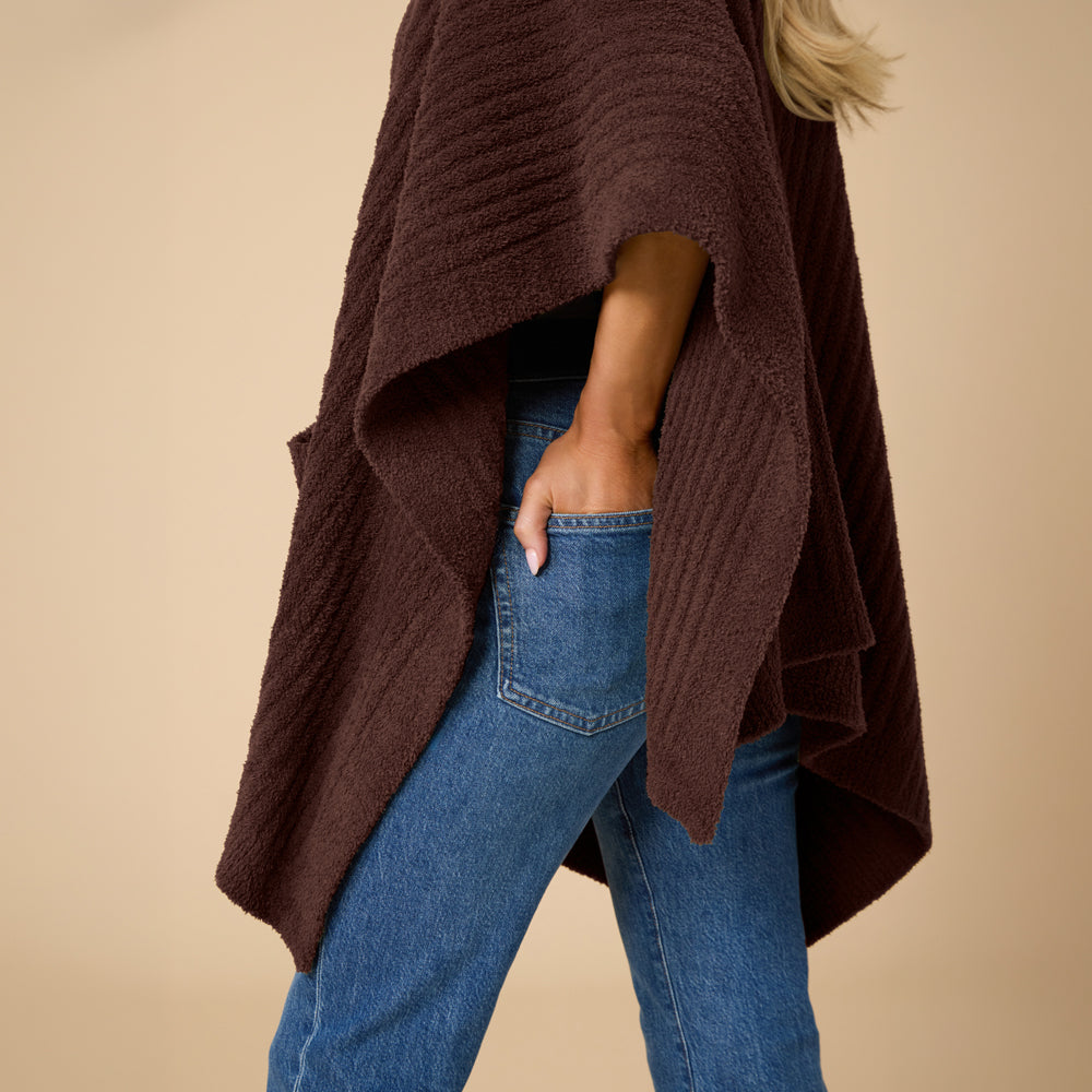 38" Solid Rib Marshmallow Shawl in Espresso