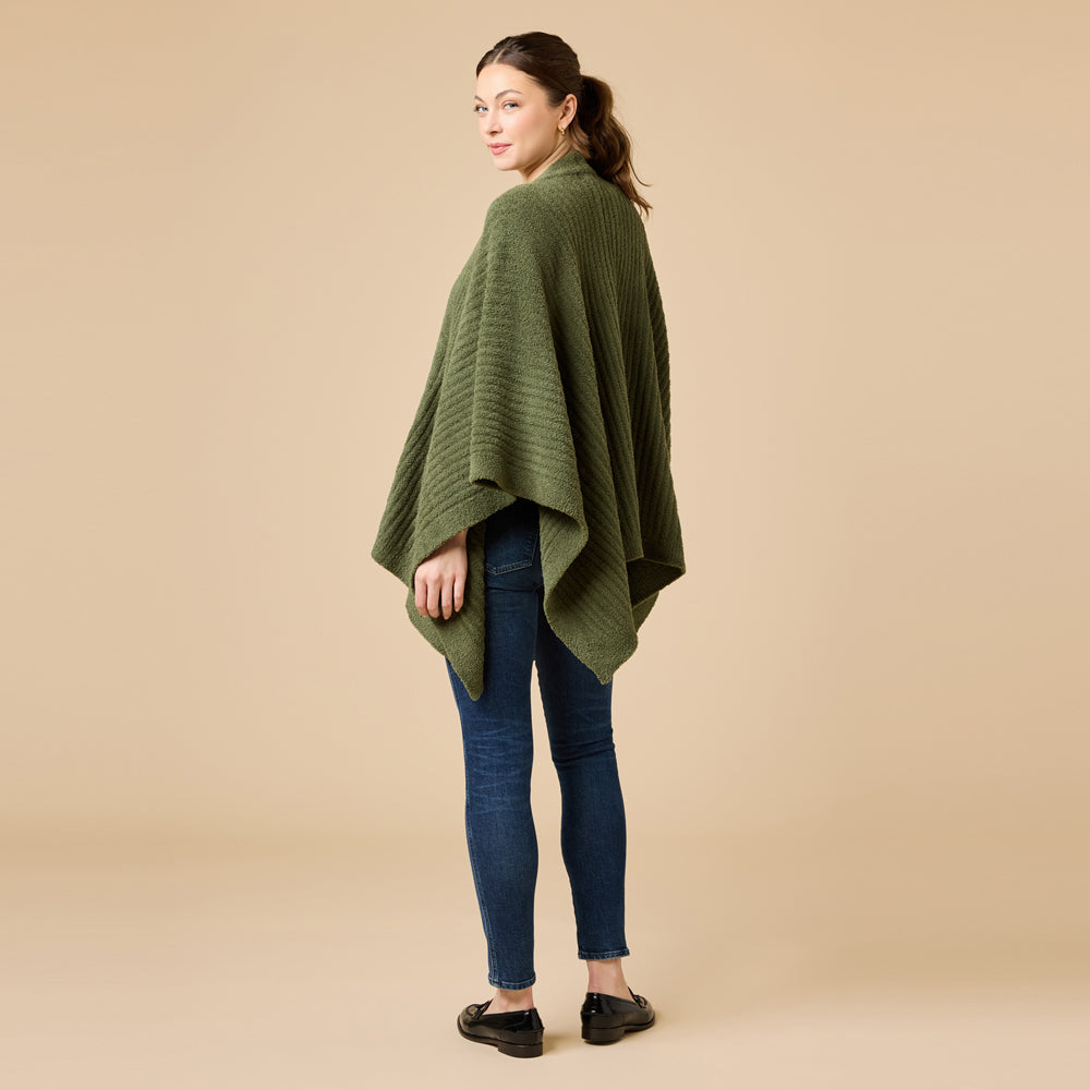 38" Solid Rib Marshmallow Shawl in Olive