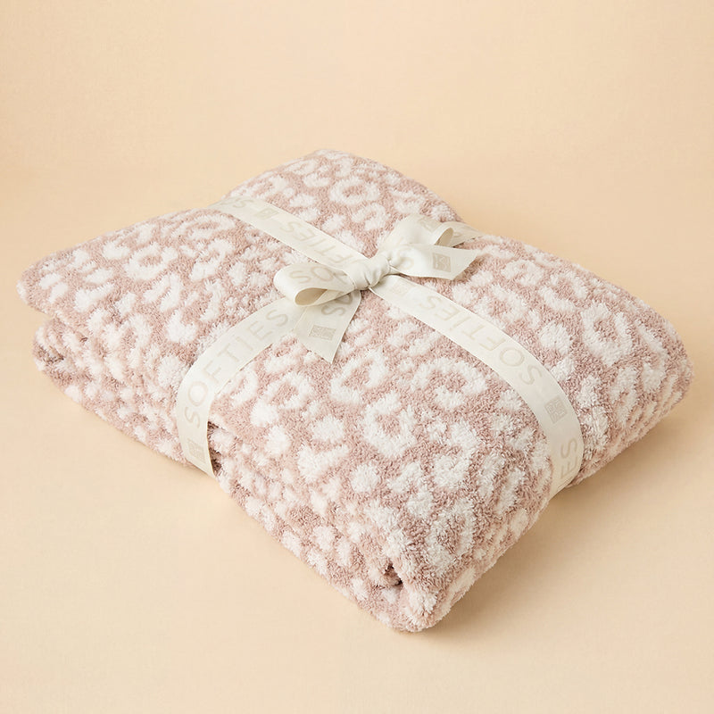 Marshmallow Leopard Blanket in Wild Almond
