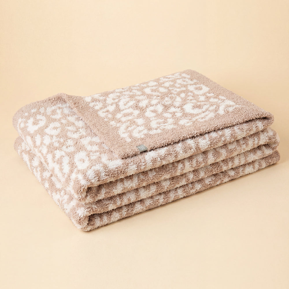 Marshmallow Leopard Blanket in Wild Almond