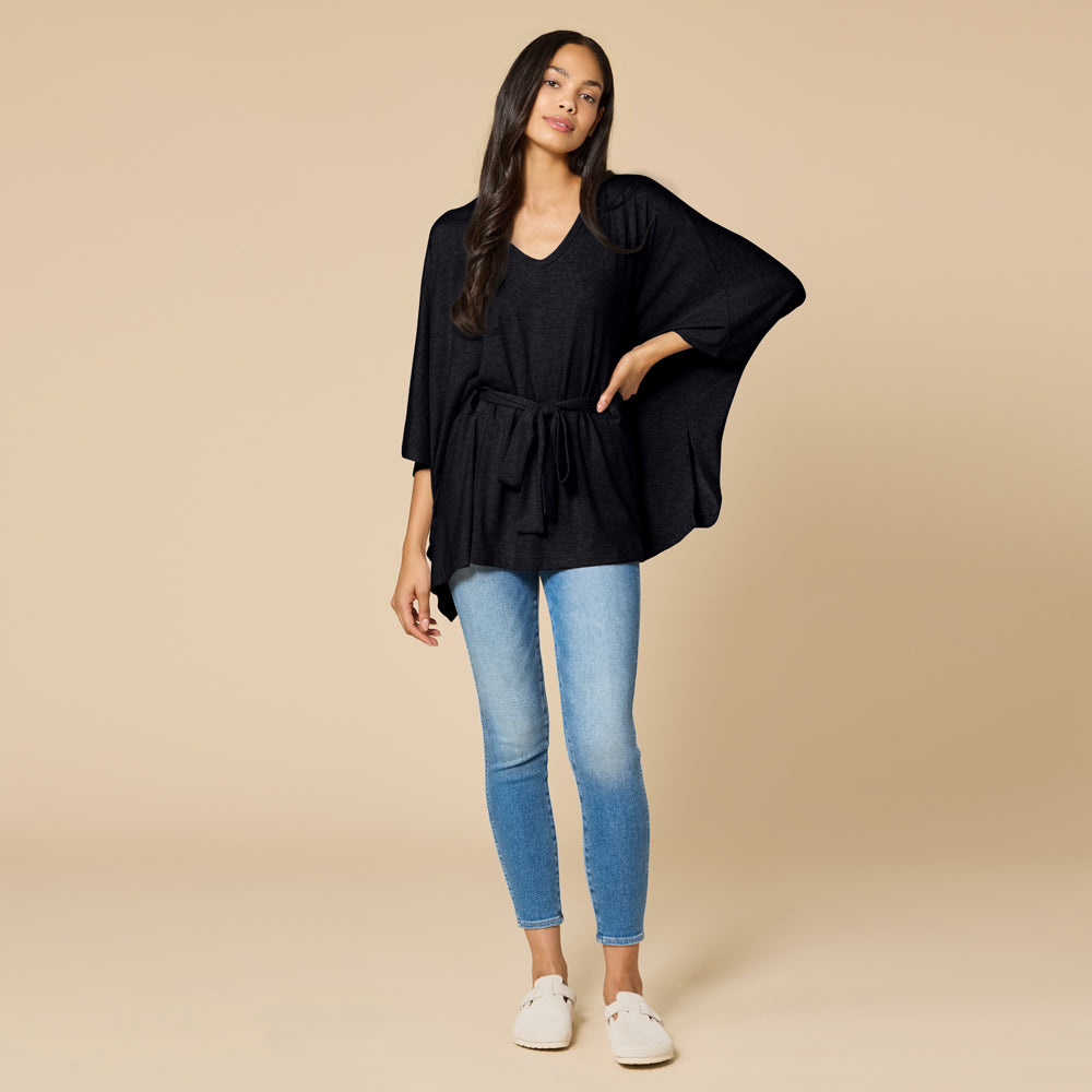 Ultra-Dream Belted Shawl Black