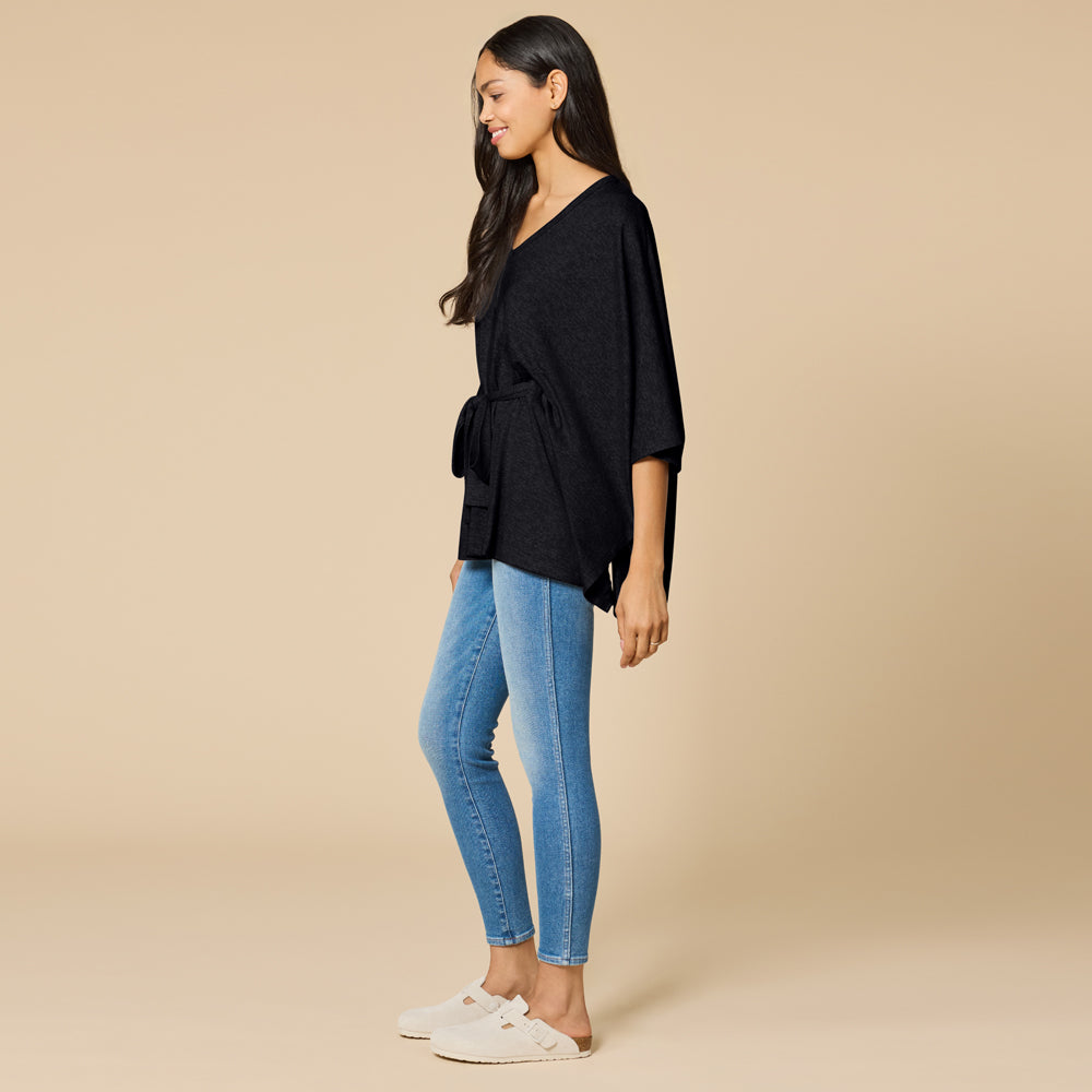 Ultra-Dream Belted Shawl Black