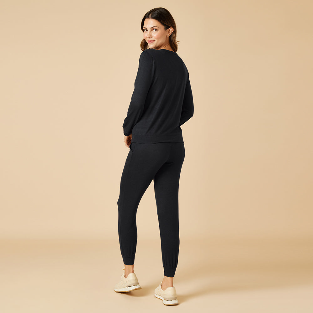 Dream Jersey Crew Neck Lounge Set Dream Jersey Crew Neck Lounge Set in Black