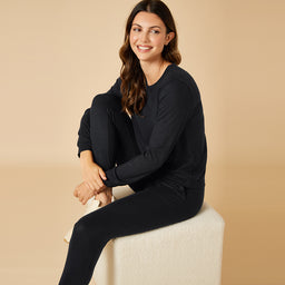 Dream Jersey Crew Neck Lounge Set Dream Jersey Crew Neck Lounge Set in Black