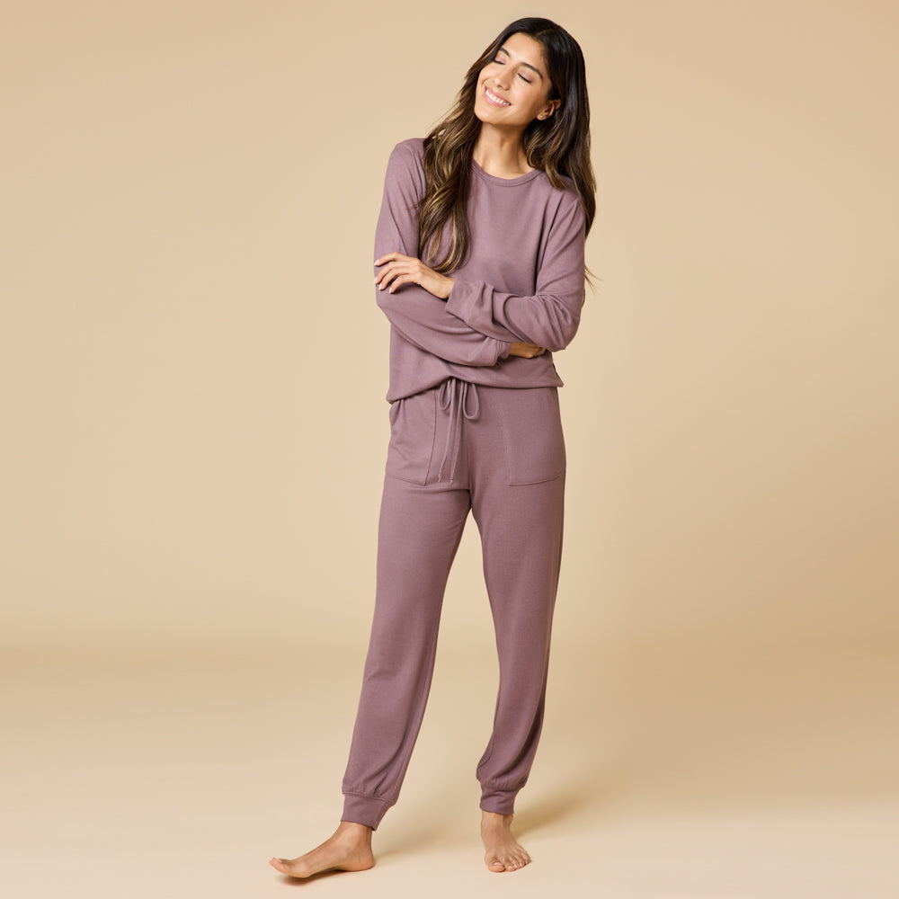 Dream Jersey Crew Neck Lounge Set Driftwood