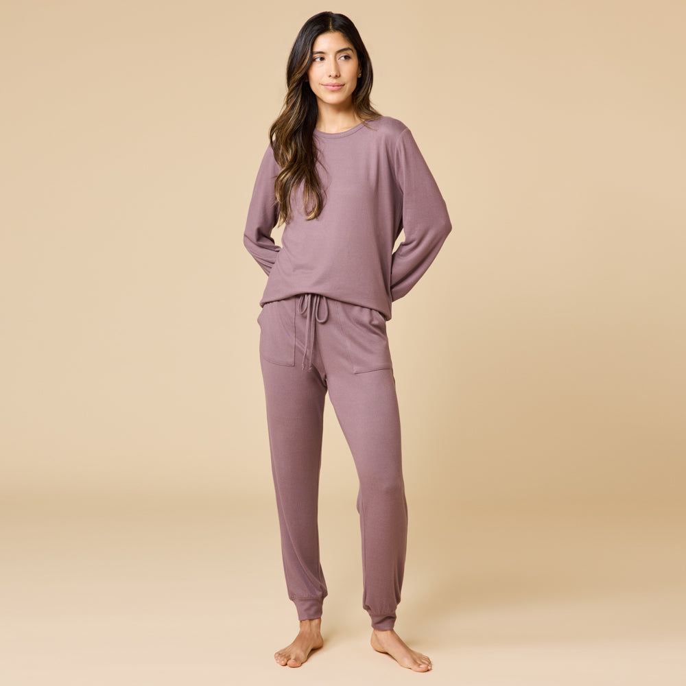 Dream Jersey Crew Neck Lounge Set Driftwood