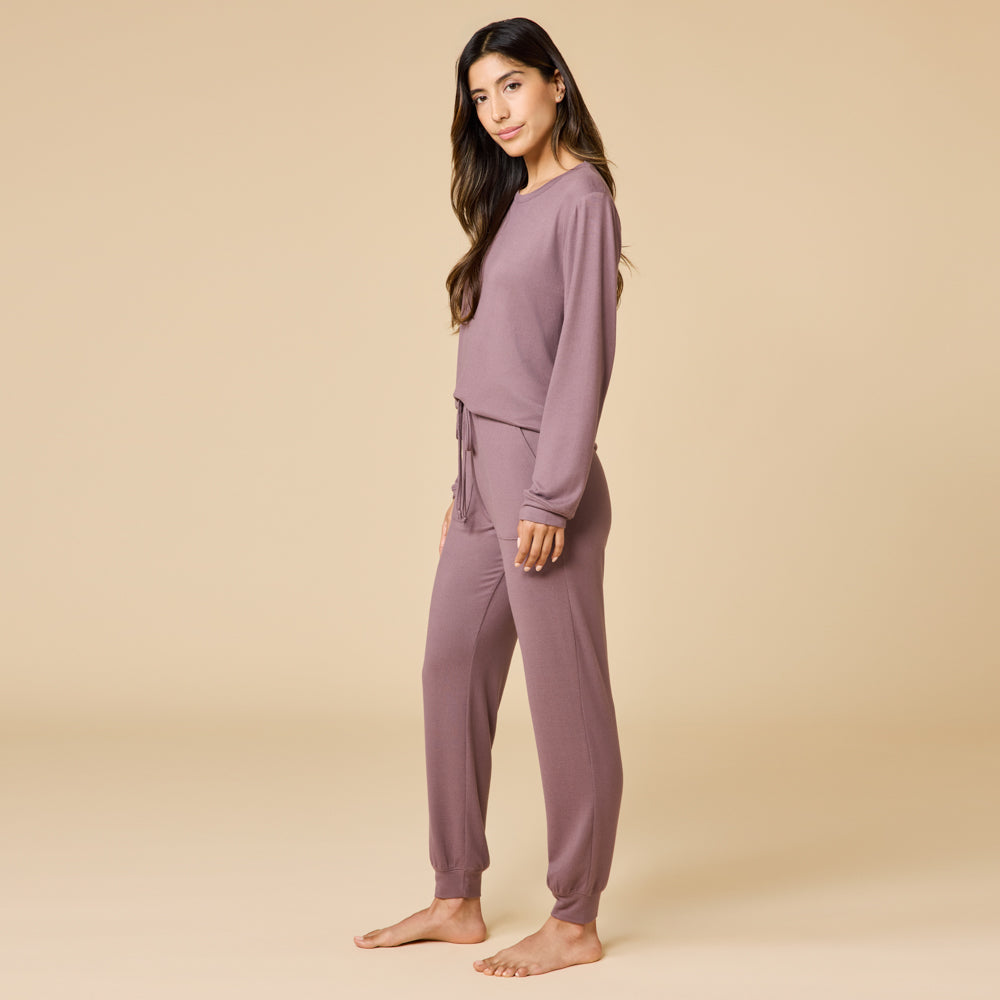 Dream Jersey Crew Neck Lounge Set Driftwood