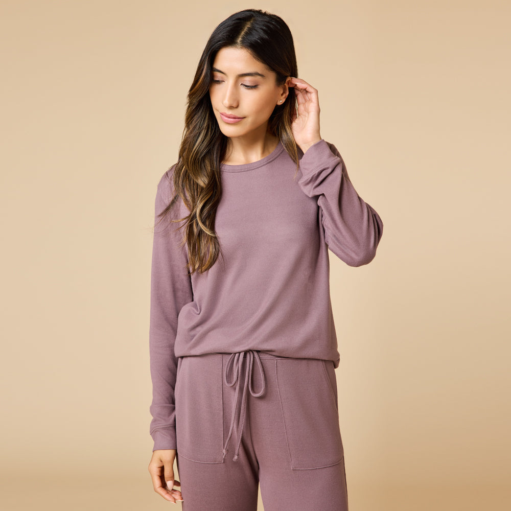 Dream Jersey Crew Neck Lounge Set Driftwood