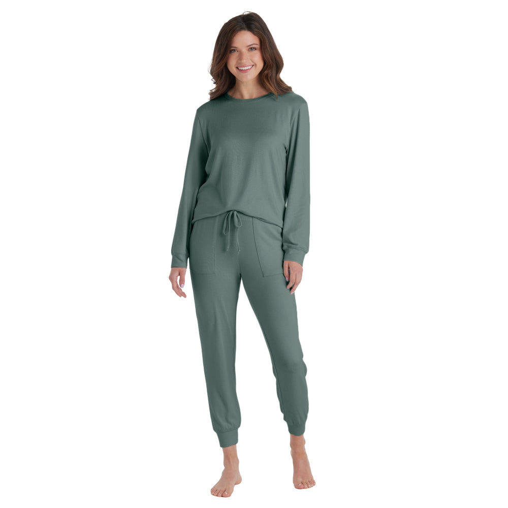 Dream Jersey Crew Neck Lounge Set Dusty Green