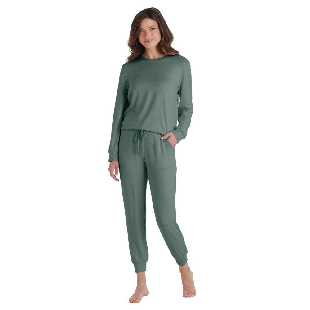 Dream Jersey Crew Neck Lounge Set Dusty Green