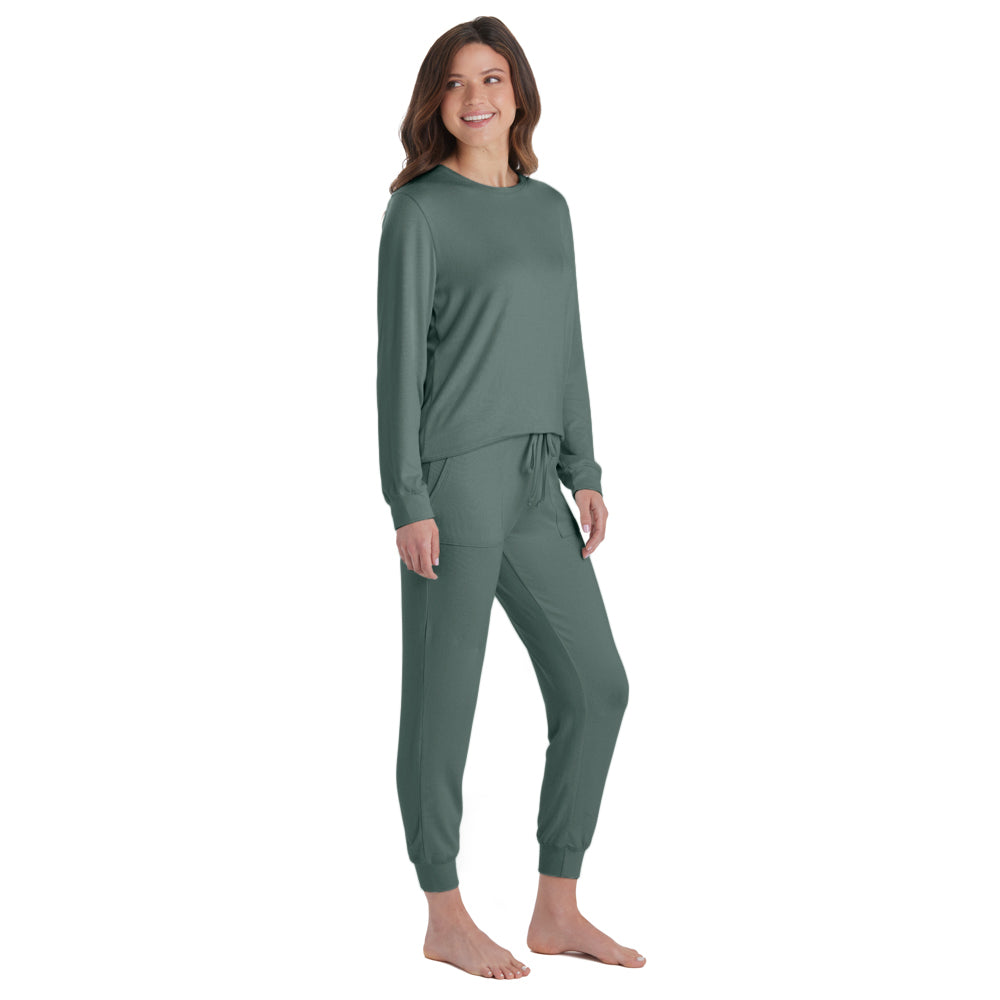 Dream Jersey Crew Neck Lounge Set Dusty Green