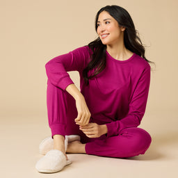 Dream Jersey Crew Neck Lounge Set Dream Jersey Crew Neck Lounge Set in Magenta