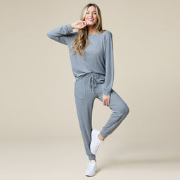 Dream Jersey Crew Neck Lounge Set Dream Jersey Crew Neck Lounge Set in Midnight Stripe