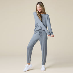 Dream Jersey Crew Neck Lounge Set Dream Jersey Crew Neck Lounge Set in Midnight Stripe