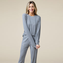 Dream Jersey Crew Neck Lounge Set Dream Jersey Crew Neck Lounge Set in Midnight Stripe