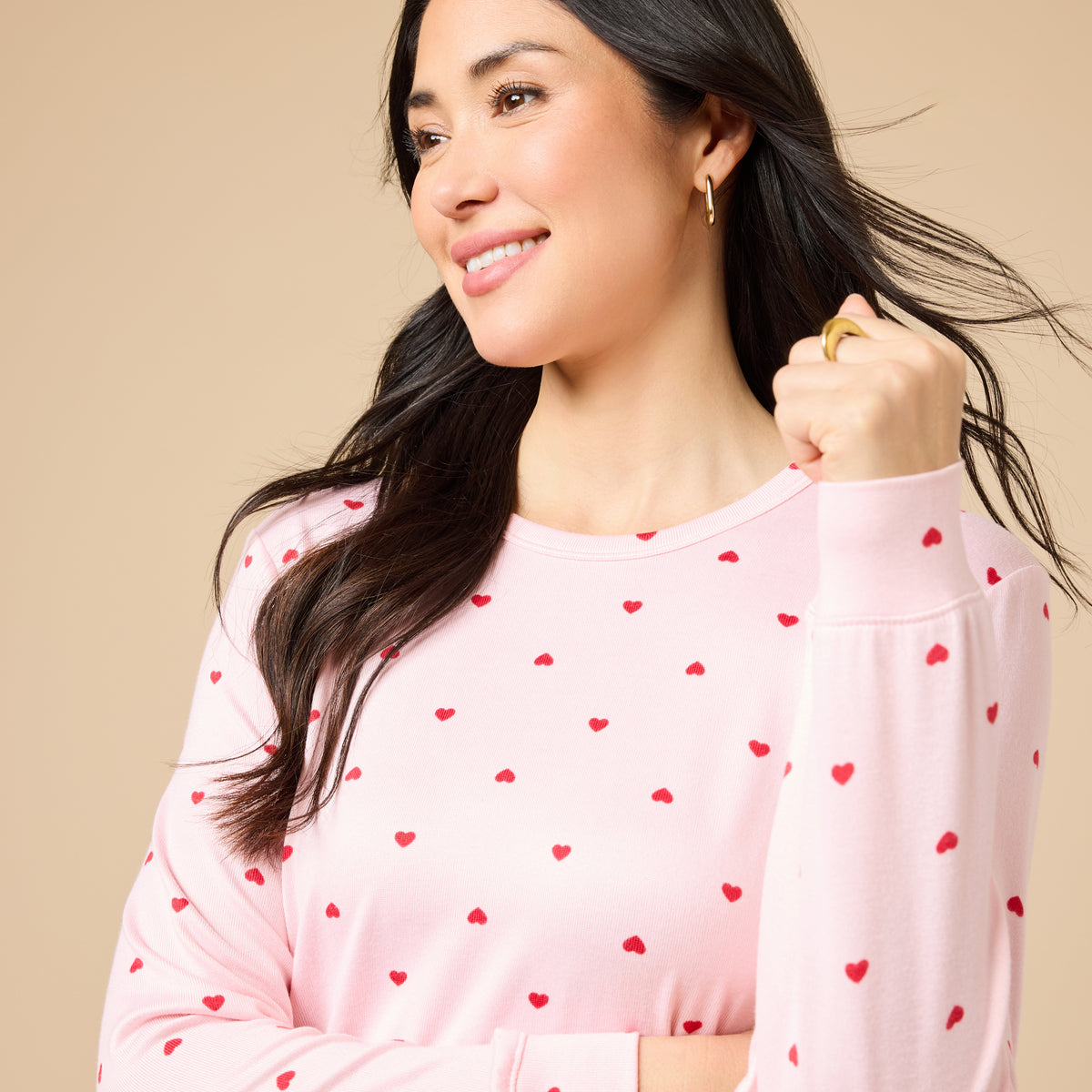 Dream Jersey Crew Neck Lounge Set Dream Jersey Crew Neck Lounge Set in Pink w Hearts