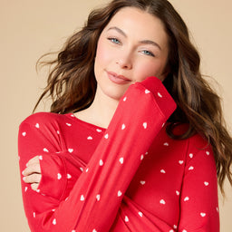 Dream Jersey Crew Neck Lounge Set Dream Jersey Crew Neck Lounge Set in Red w Hearts
