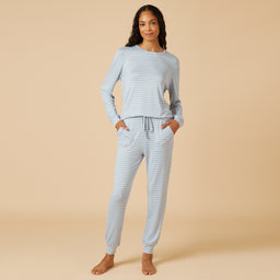 Dream Jersey Crew Neck Lounge Set Sky Blue Loungewear & Sleepwear