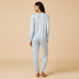 Dream Jersey Crew Neck Lounge Set Dream Jersey Crew Neck Lounge Set in Sky Blue Stripe