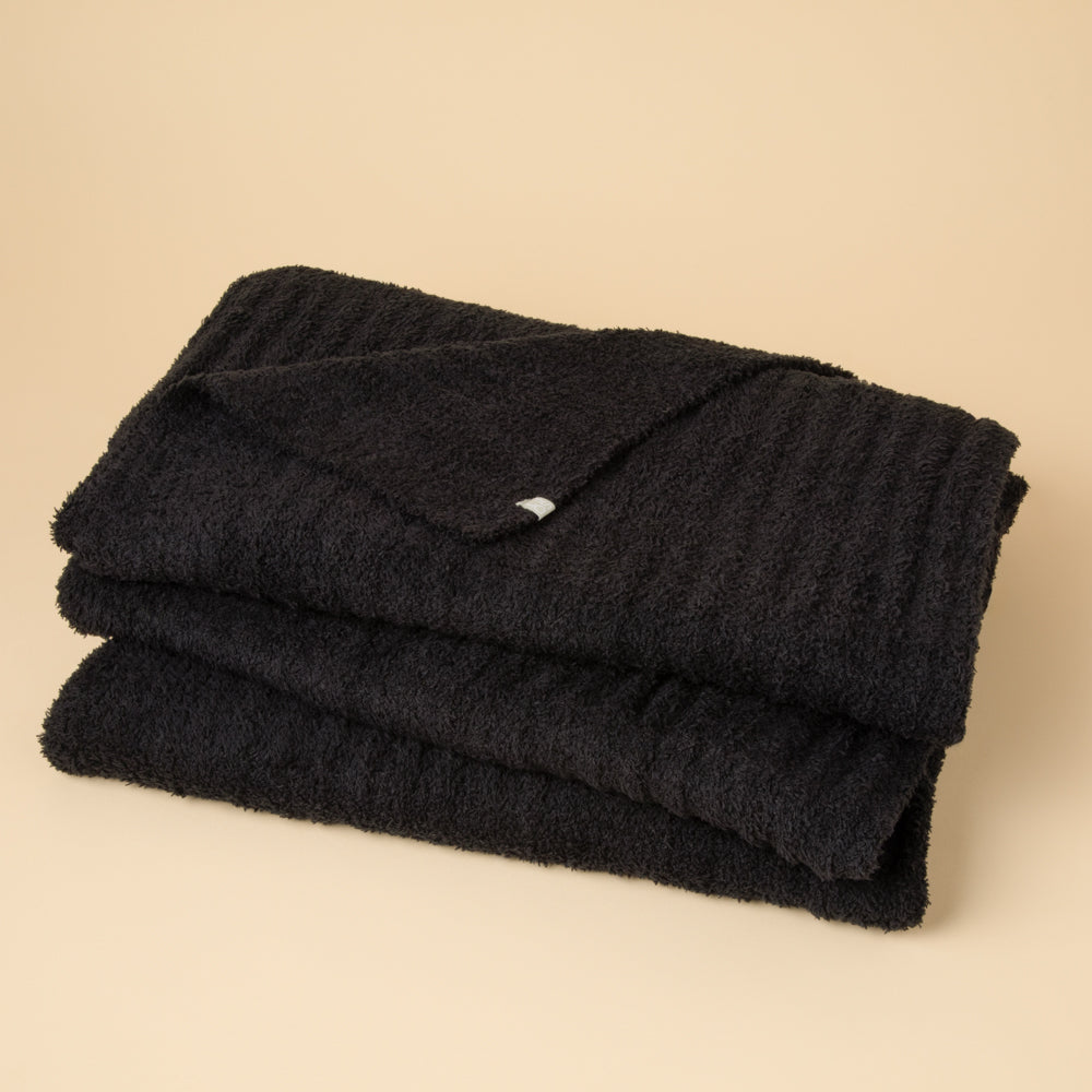 50" x 70" Solid Rib Marshmallow Blanket Black