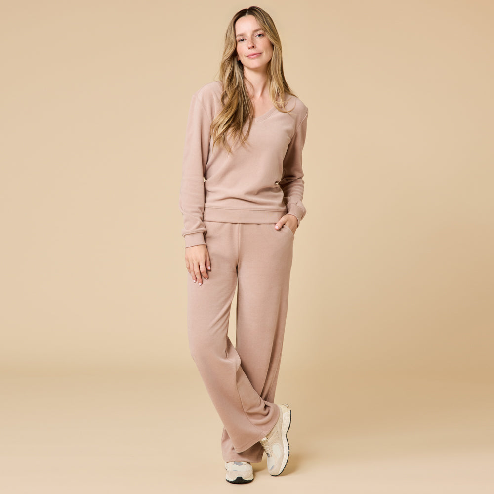 Vintage Velvet V-Neck with Wide Leg Pant Coco