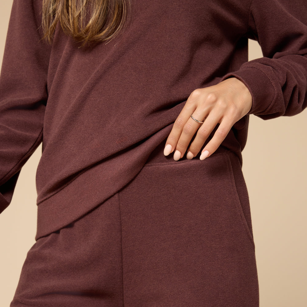Vintage Velvet V-Neck with Wide Leg Pant Espresso